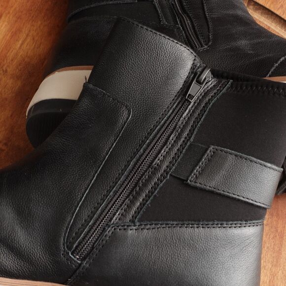 Clarks Boots Womens SZ 9M Black Zylah Rose Wedge Ankle Leather Side Zip Comfort - Picture 11 of 14